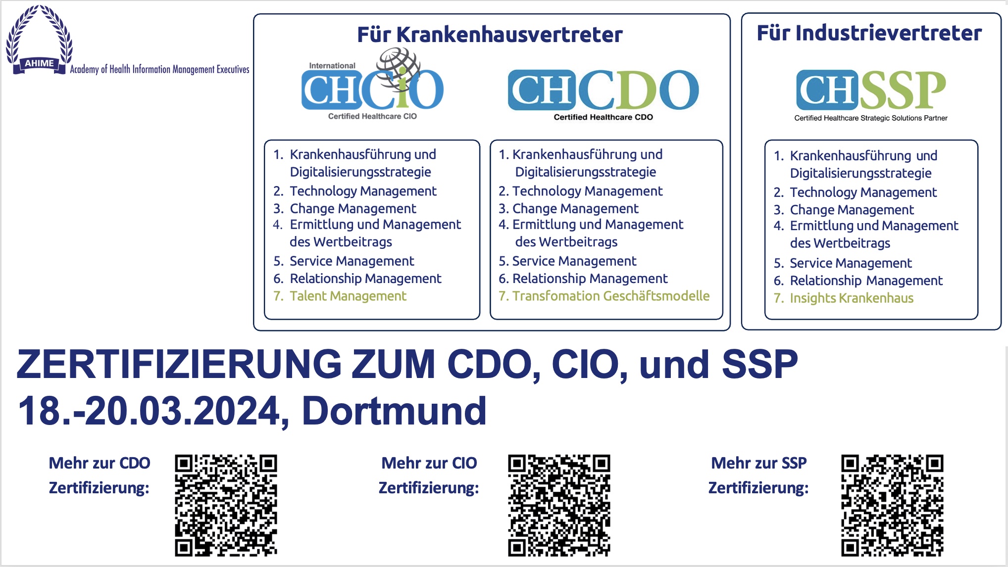 CDO-CIO-SSP Zertifizierung
